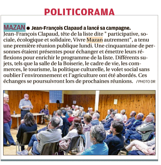 2019-10-18 LP POLITICORAMA J.François CLAPAUD a lancé sa campagne